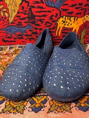 Denim Colored Studded Slip-On Shoes